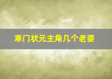 寒门状元主角几个老婆