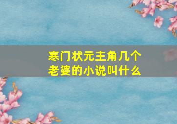 寒门状元主角几个老婆的小说叫什么