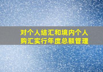 对个人结汇和境内个人购汇实行年度总额管理