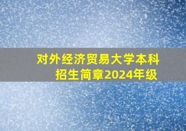 对外经济贸易大学本科招生简章2024年级