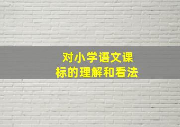 对小学语文课标的理解和看法