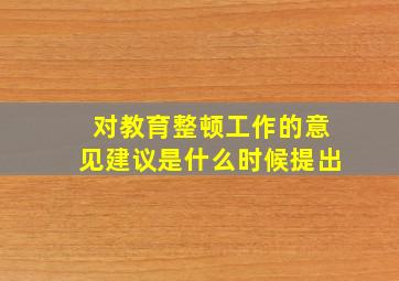 对教育整顿工作的意见建议是什么时候提出