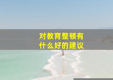 对教育整顿有什么好的建议