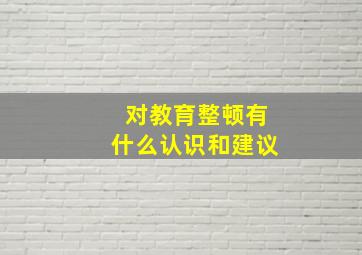 对教育整顿有什么认识和建议