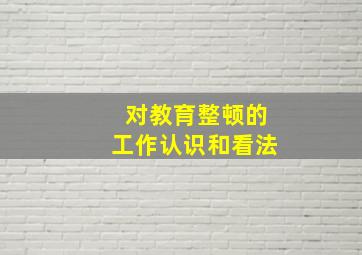 对教育整顿的工作认识和看法