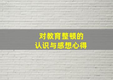 对教育整顿的认识与感想心得