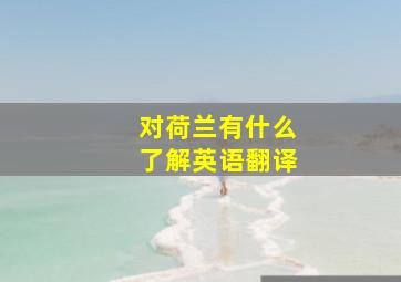 对荷兰有什么了解英语翻译