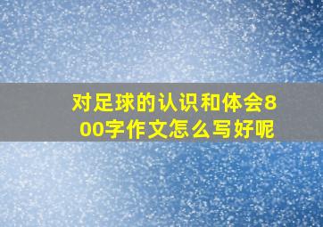 对足球的认识和体会800字作文怎么写好呢