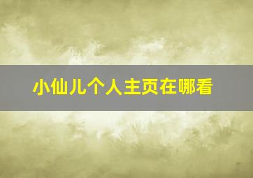 小仙儿个人主页在哪看