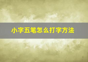 小字五笔怎么打字方法