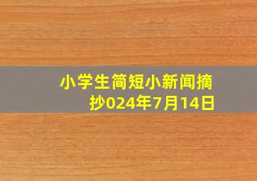 小学生简短小新闻摘抄024年7月14日