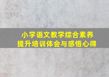 小学语文教学综合素养提升培训体会与感悟心得