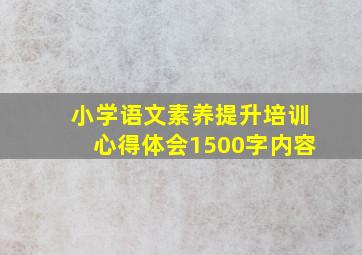 小学语文素养提升培训心得体会1500字内容