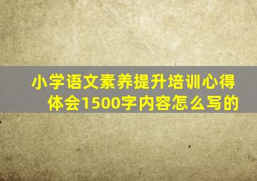 小学语文素养提升培训心得体会1500字内容怎么写的