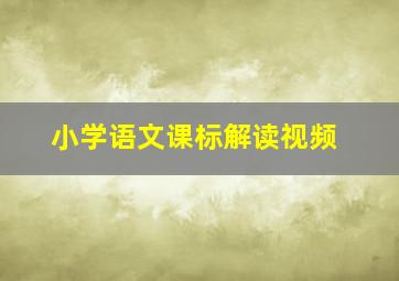 小学语文课标解读视频