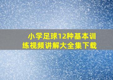 小学足球12种基本训练视频讲解大全集下载