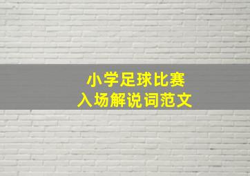 小学足球比赛入场解说词范文