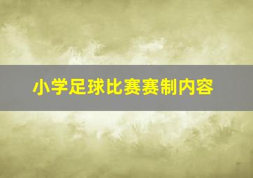 小学足球比赛赛制内容