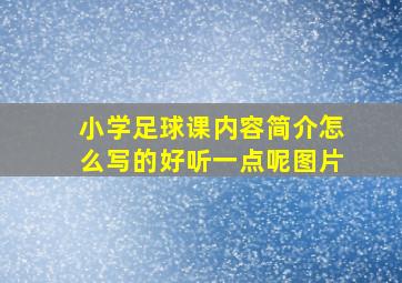 小学足球课内容简介怎么写的好听一点呢图片