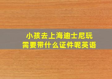 小孩去上海迪士尼玩需要带什么证件呢英语