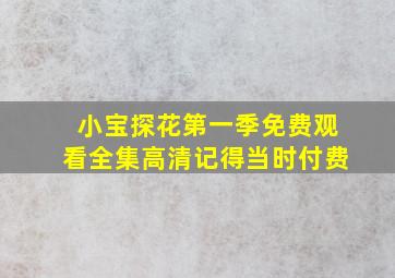 小宝探花第一季免费观看全集高清记得当时付费