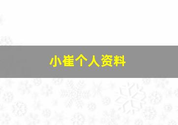 小崔个人资料