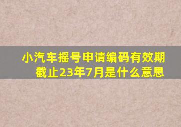 小汽车摇号申请编码有效期截止23年7月是什么意思