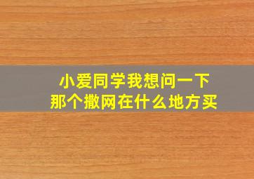 小爱同学我想问一下那个撒网在什么地方买