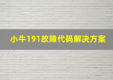 小牛191故障代码解决方案