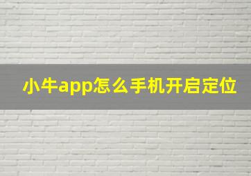 小牛app怎么手机开启定位