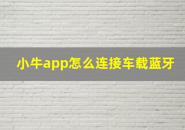 小牛app怎么连接车载蓝牙