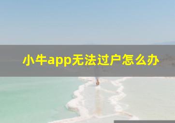 小牛app无法过户怎么办