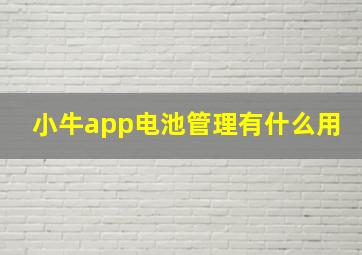 小牛app电池管理有什么用