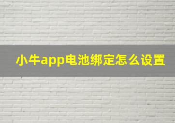 小牛app电池绑定怎么设置