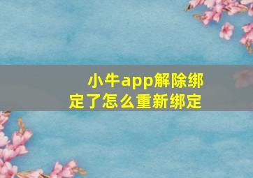 小牛app解除绑定了怎么重新绑定