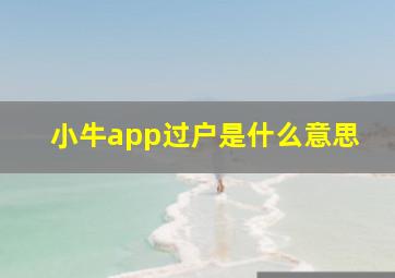 小牛app过户是什么意思