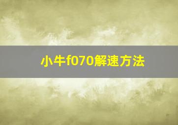 小牛f070解速方法