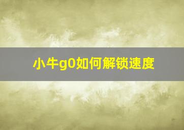 小牛g0如何解锁速度