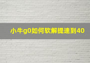 小牛g0如何软解提速到40