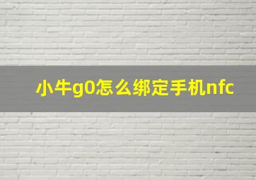 小牛g0怎么绑定手机nfc