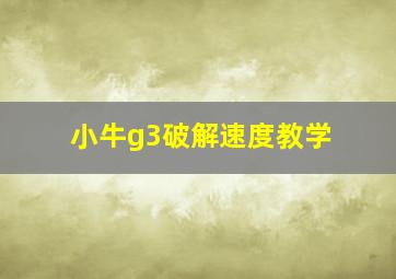 小牛g3破解速度教学