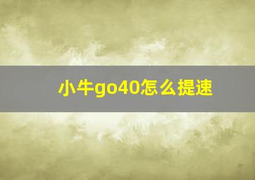 小牛go40怎么提速