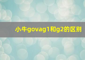 小牛govag1和g2的区别