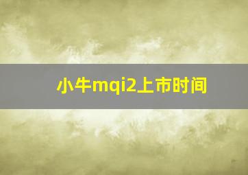 小牛mqi2上市时间