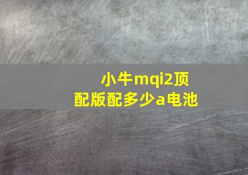 小牛mqi2顶配版配多少a电池