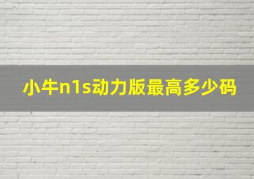 小牛n1s动力版最高多少码