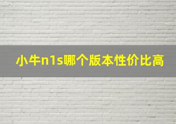 小牛n1s哪个版本性价比高