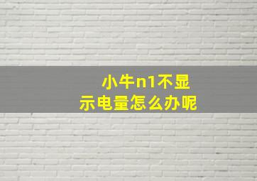 小牛n1不显示电量怎么办呢