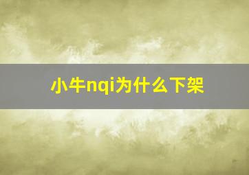 小牛nqi为什么下架