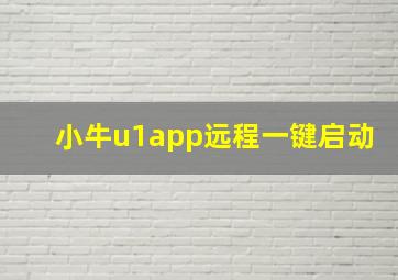 小牛u1app远程一键启动